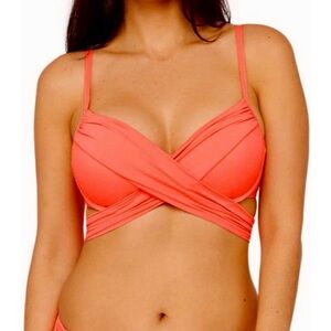 NWT LA BLANCA | Coral Push Up Twist Front Sweetheart Neckline Bikini Top Sz. 10